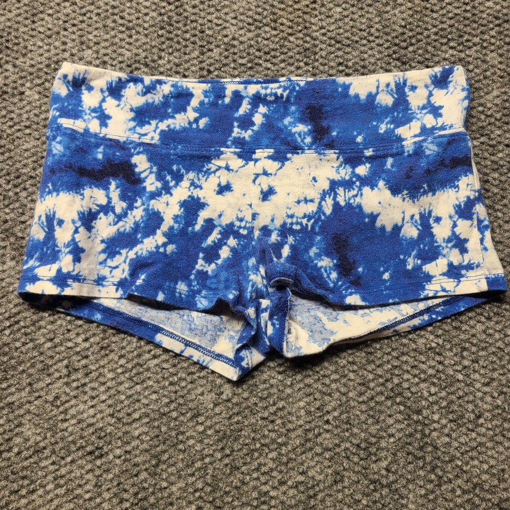 Deadstock Wet Seal Micro Shortie Womens M Blue Tie Dye Low Rise Elastic Waist